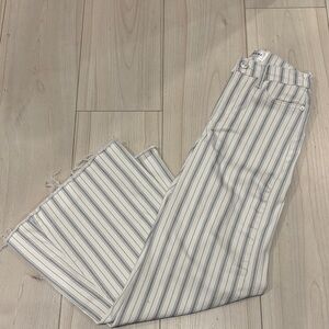 Frame Denim White and Gray Striped Pants